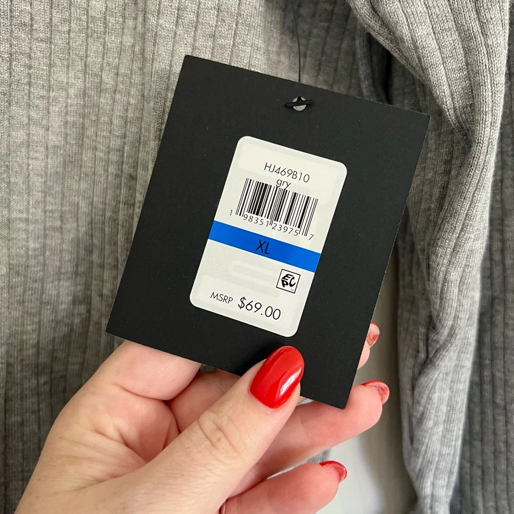 Halston Heritage Heather Gray Ribbed Turtleneck Sweater - Picture 4 of 6